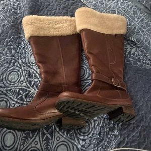 Womens UGG leather and sheepskin boots brow. Sz 10
